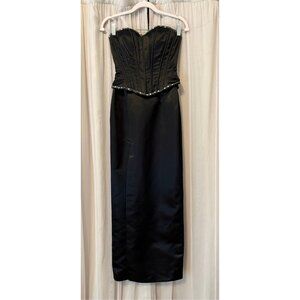 VTG Y2K Xcite Corset Prom Dress Black SZ 2